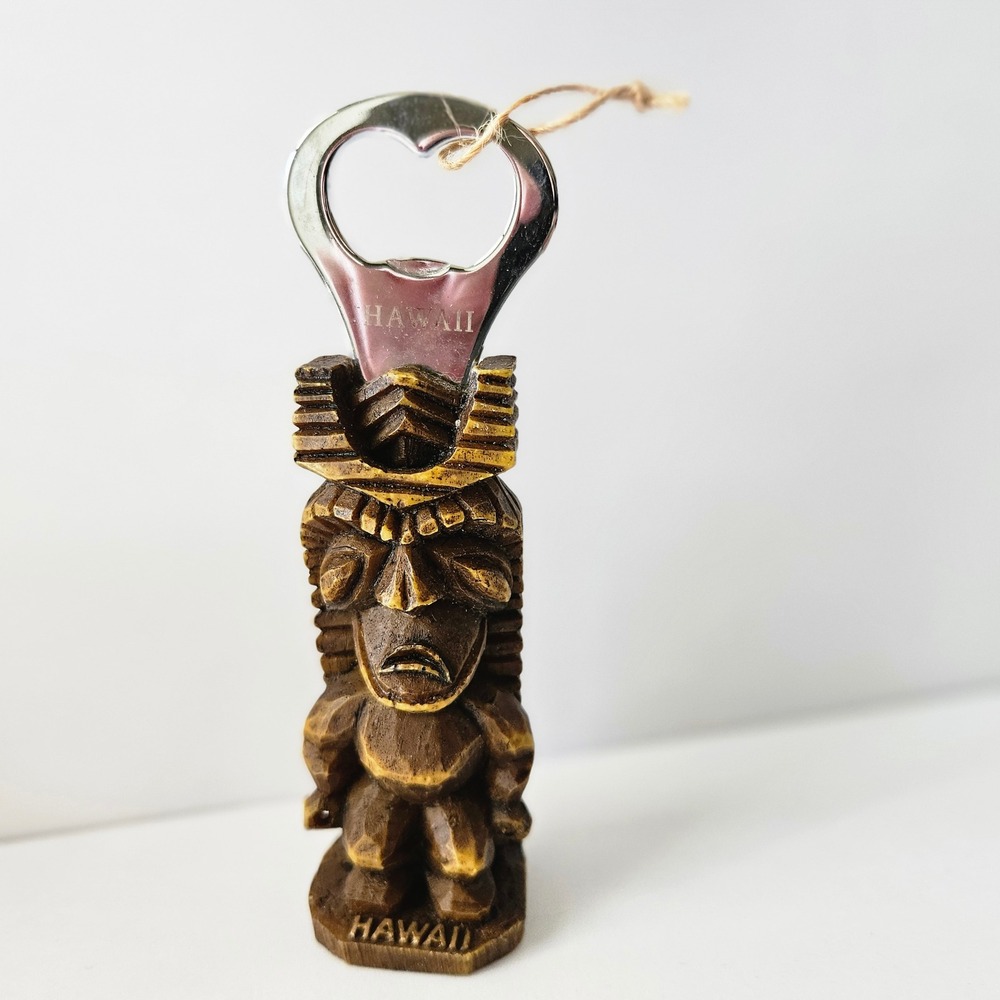 Vtg Hawaii Tiki God Bottle Opener Souvenir -‎ Tribal Resin Bar Decor Collectible